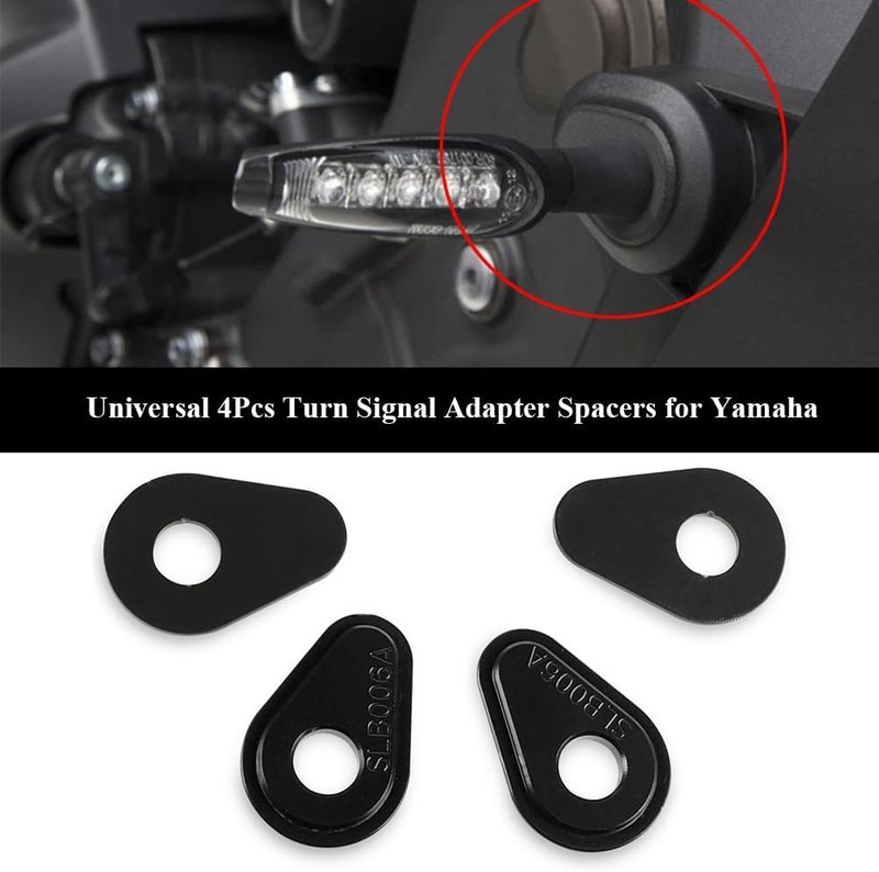 FREAXLL 4 Pcs Black Motorcycle Turn Signal Adapter Spacers for MT09 FZ 09 MT07 2014-2022 Tenere 700 2019-2021 MT-09 Tracer 900 XSR 900 YZFR3 R6 R7 2015 2017 2018 - Image 2